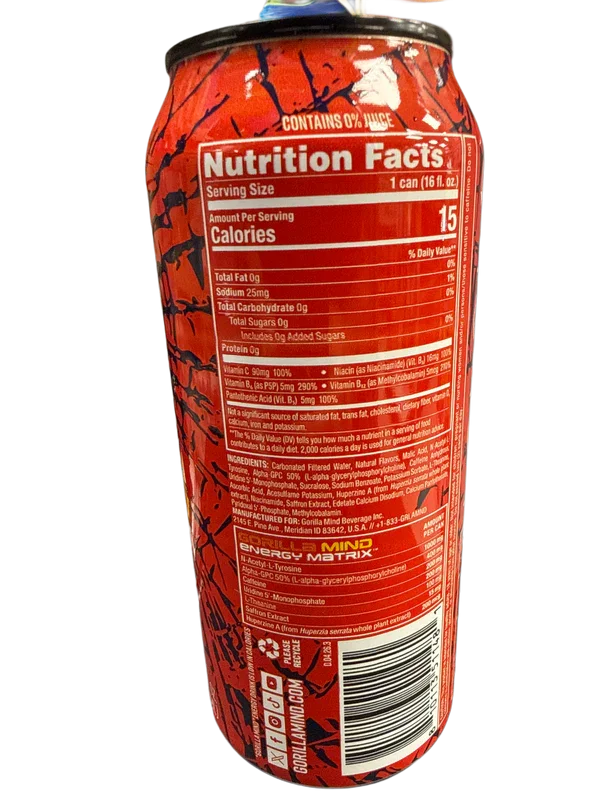 Gorilla Mind Zero Sugar Fruit Punch Energy Drink 473ML - International Edition