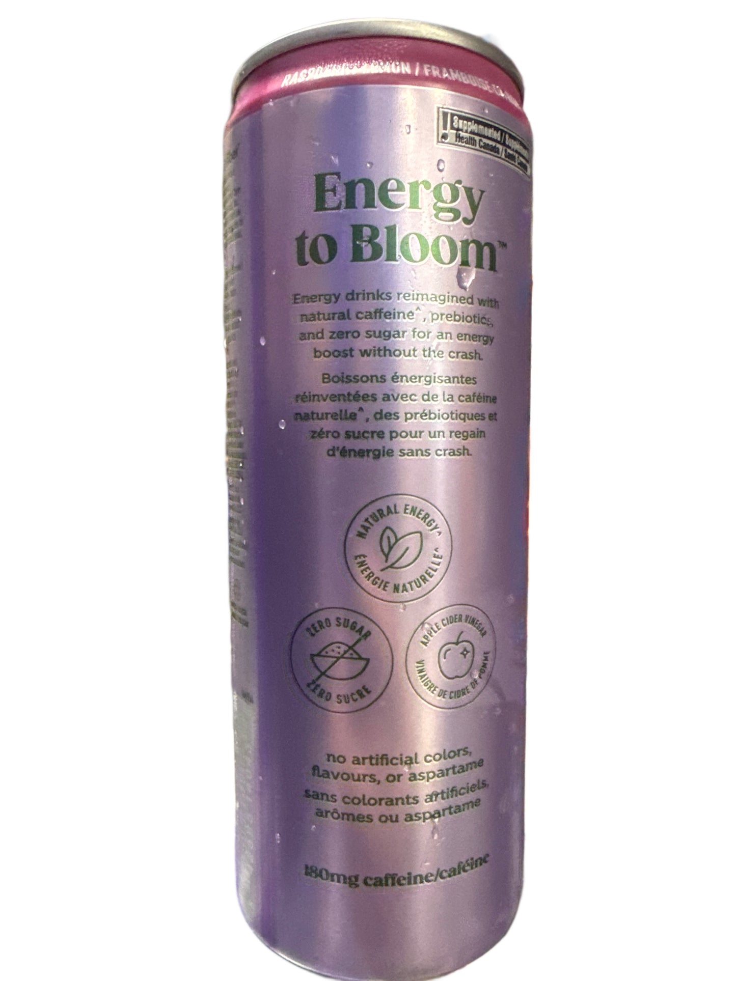 Bloom Zero Sugar Raspberry Lemon Sparkling Energy Drink 355ML - Canadian Edition