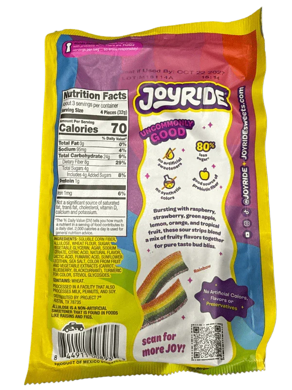Joyride Sour Rainbow Strips Candy 99G - U.S Edition