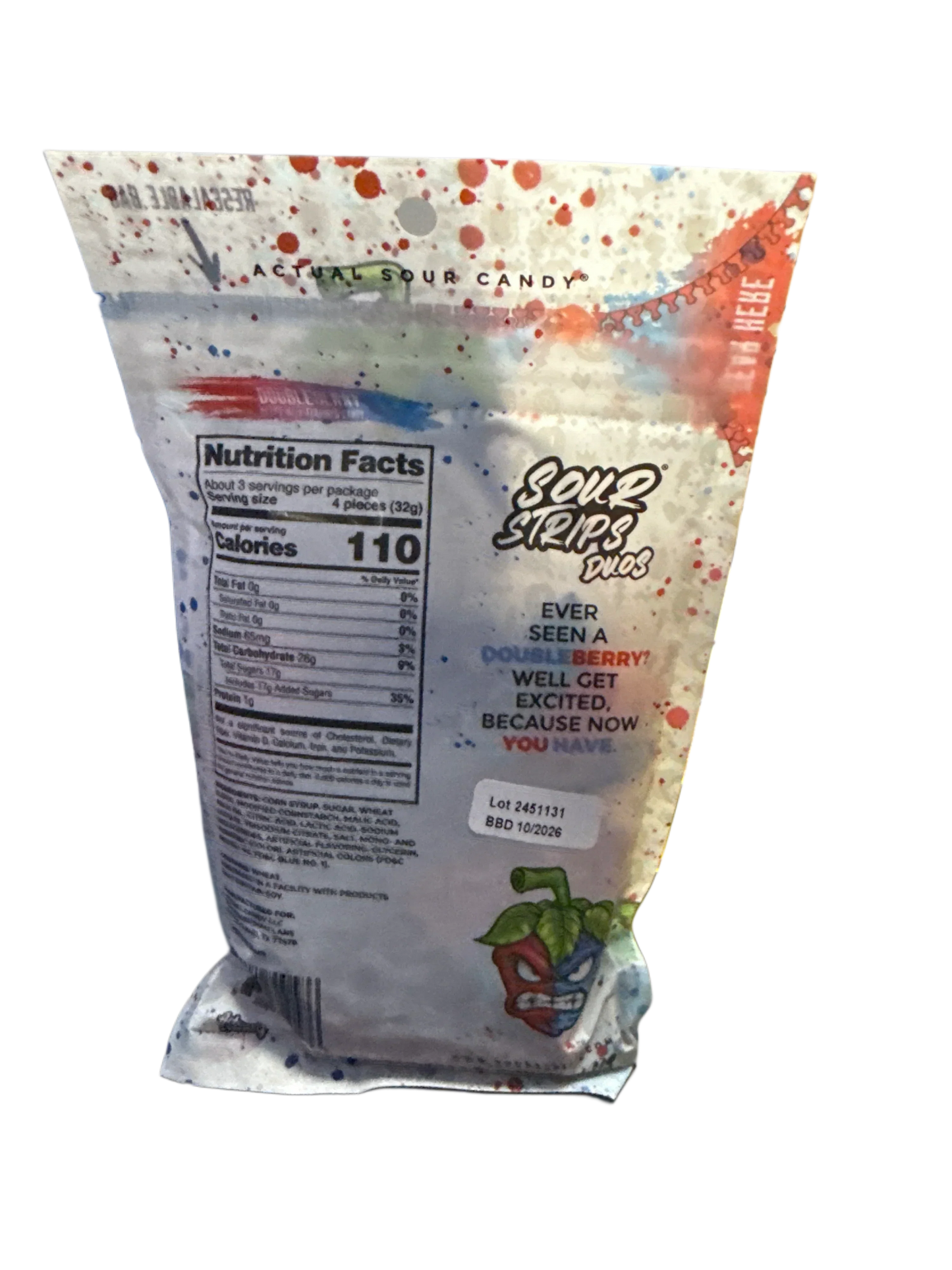Sour Strips Doubleberry Flavour 96G - U.S Edition