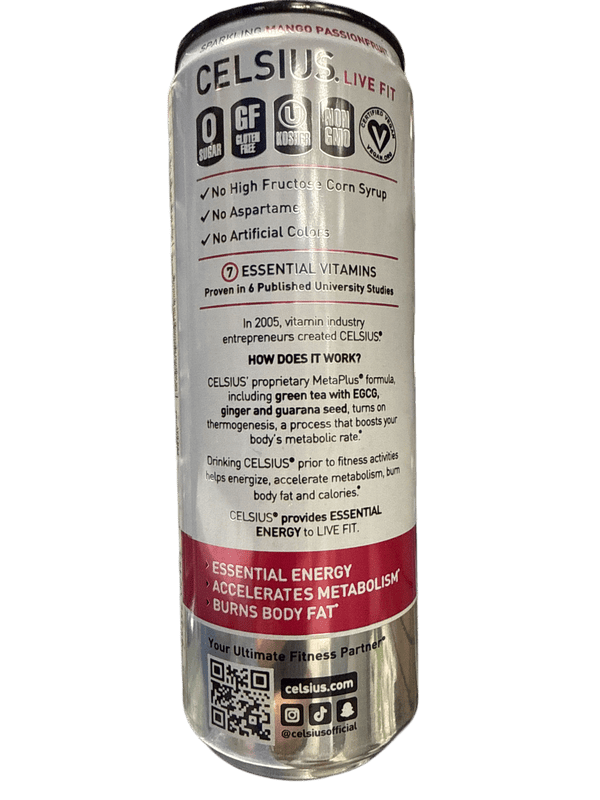 Celsius Live Fit Energy Sparkling Water Mango Passionfruit 355ML – International Edition