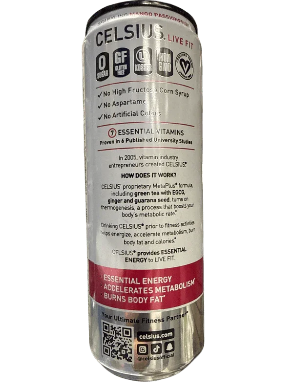 Celsius Live Fit Energy Sparkling Water Mango Passionfruit 355ML – International Edition