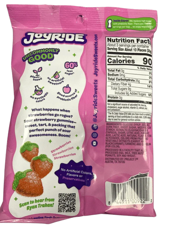 Joyride Sour Strawberry Gummies 99G - U.S Edition