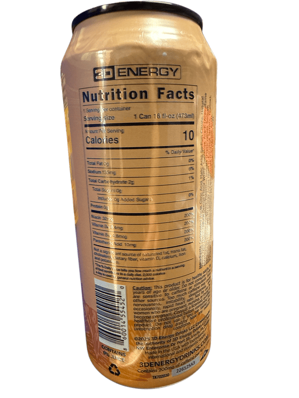 3D Energy Limited Edition Sam Sulek Orange Cream Energy 473ML - U.S Edition