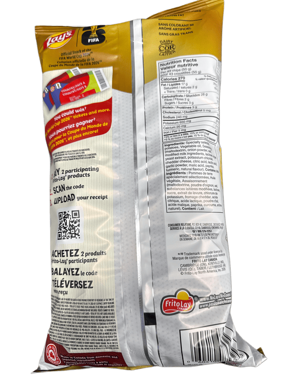 Lays Limited Edition David Beckham Cheese And Onion Potato Chips 220G - Canadian Edition