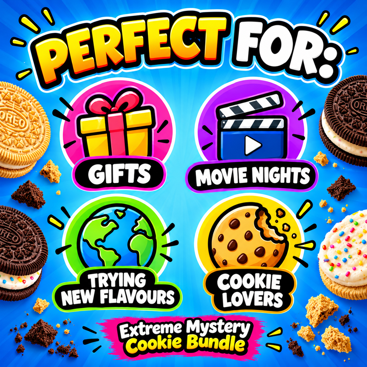 Extreme Mystery Cookie Bundle – 4 Surprise Cookie Packs