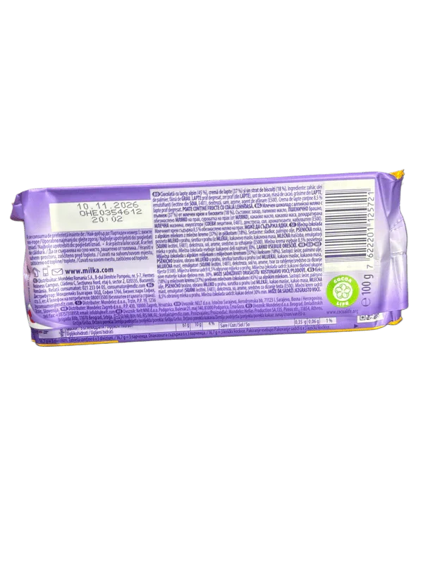 Milka Creme And Biscuit Filled Chocolate 100G - Romania Edition
