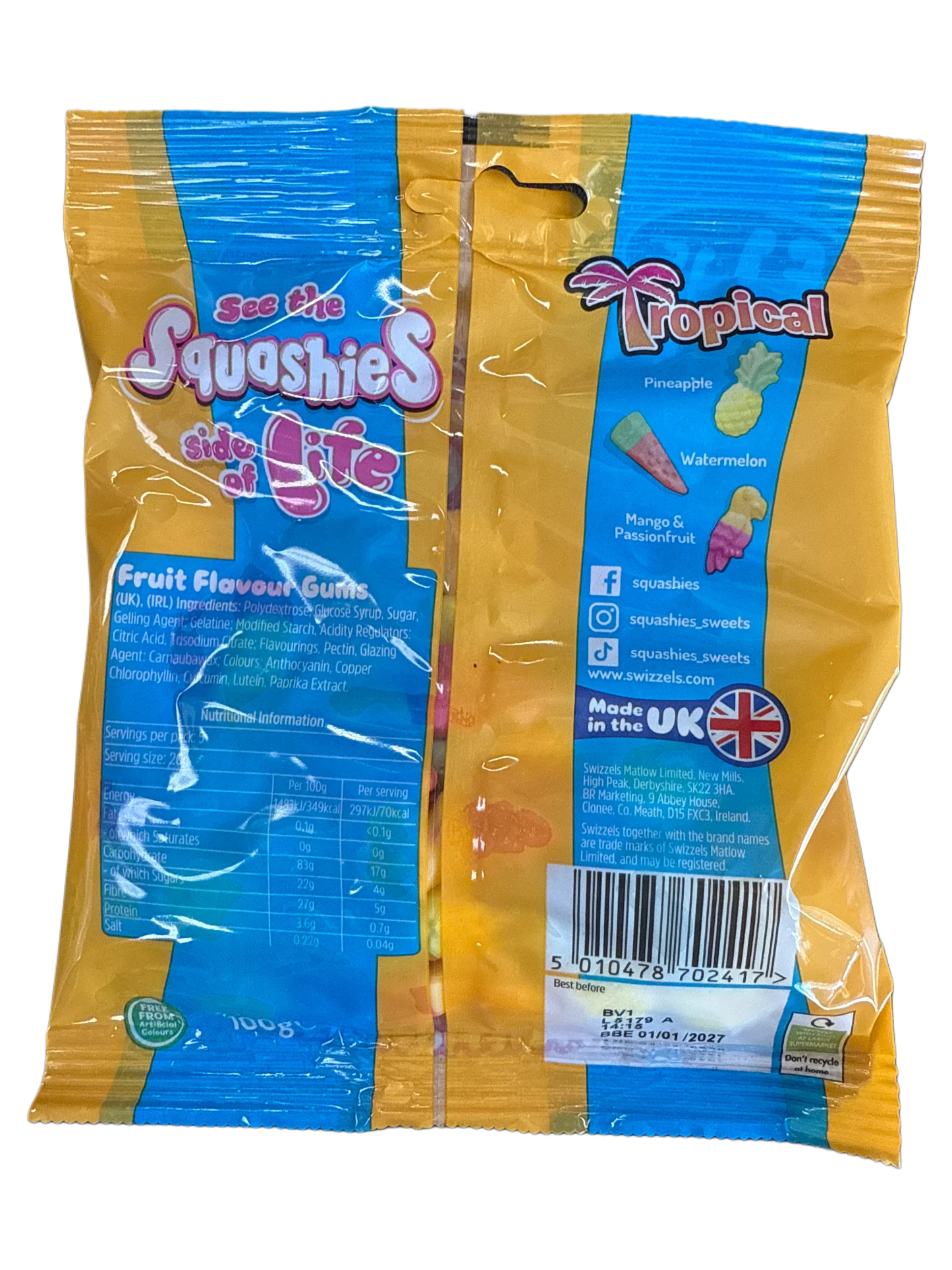 Squashies Tropical Fruit Flavours 100G - U.K Edition
