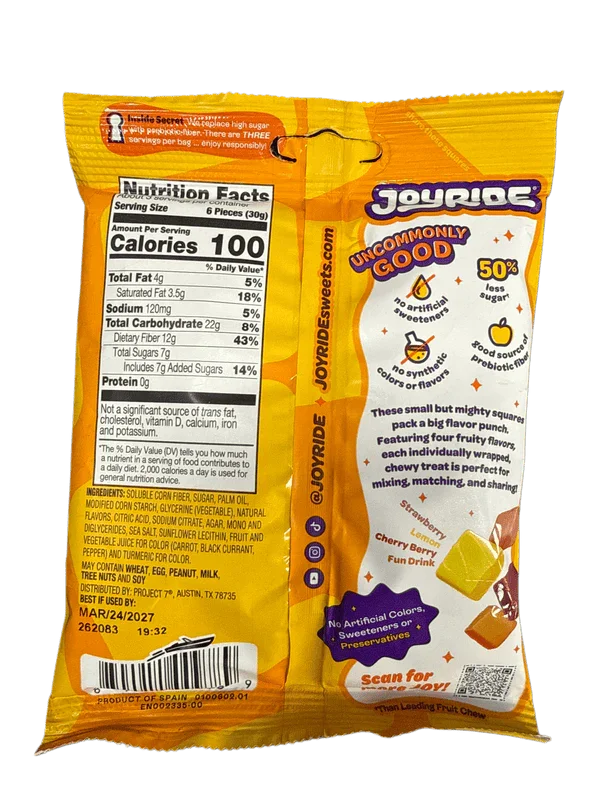 Joyride Fruit Chews Taffy Squares 99G - U.S Edition