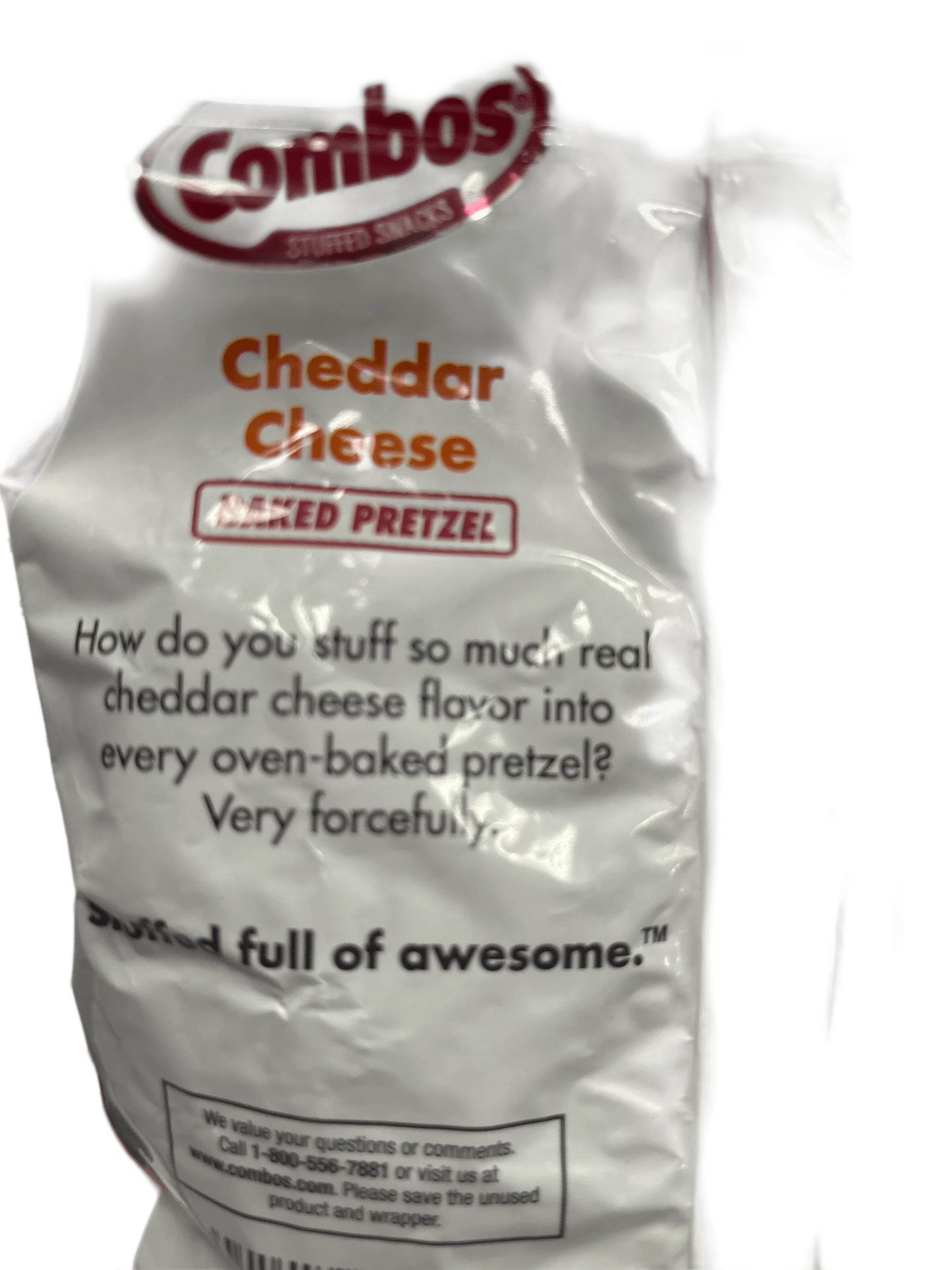 Bag of Combos Cheddar Cheese Baked Pretzel stuffed snack, exotic savory snack treat