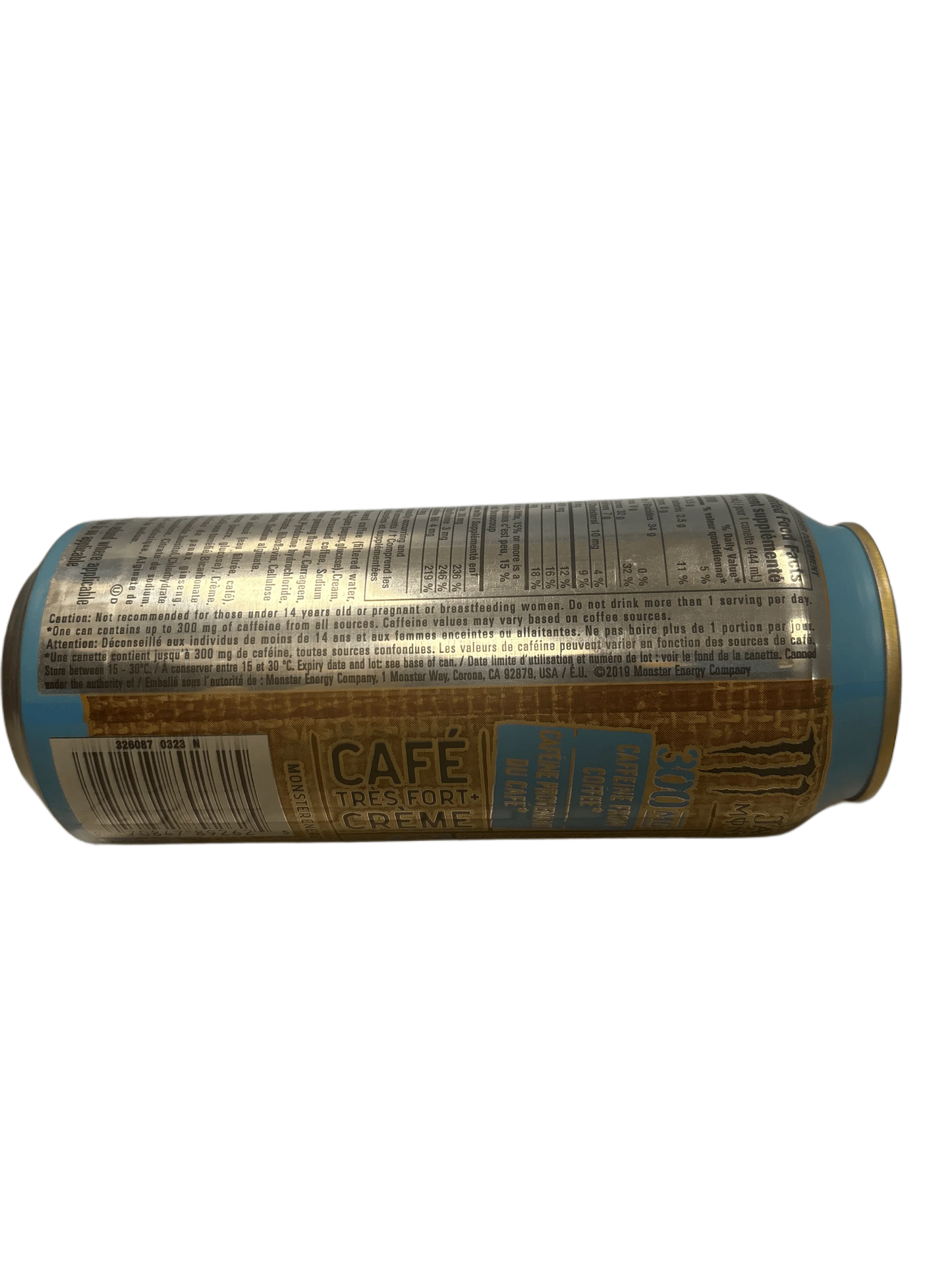 Cafe Tresfort Creme canned drink with nutrition facts, exotic beverage product