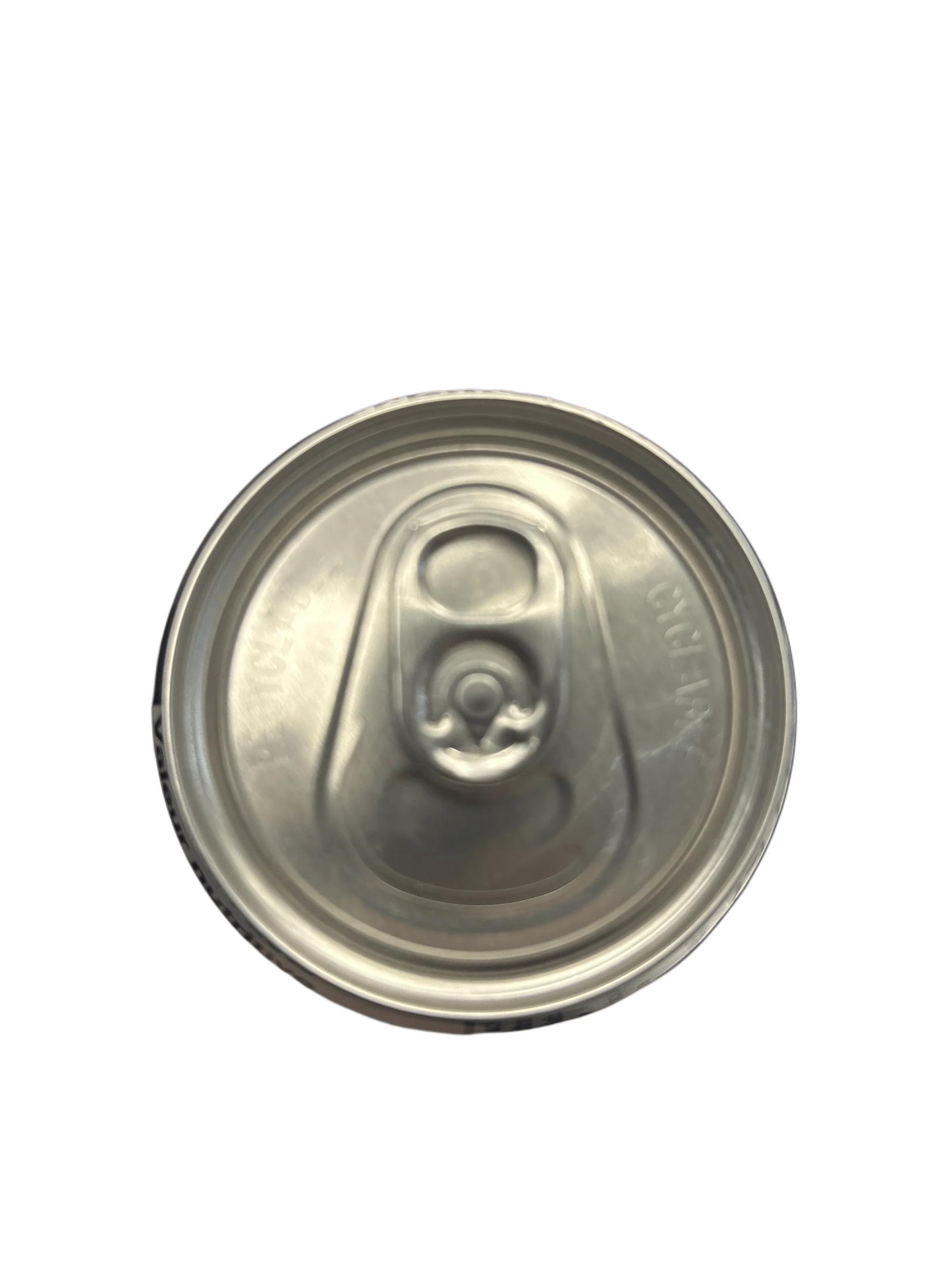 Top view of unopened aluminum beverage can, exotic drink, against black background.