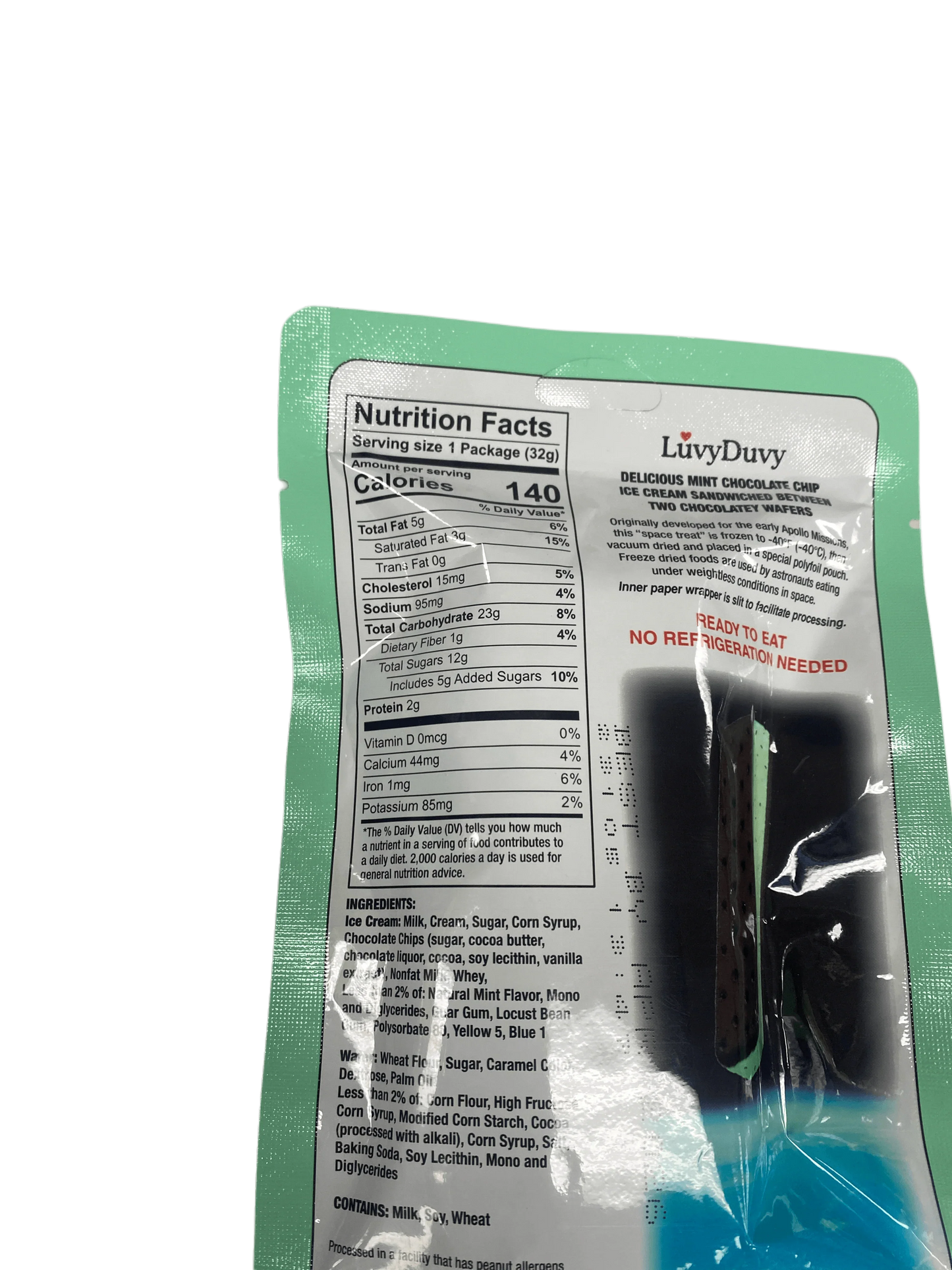 Mint Chocolate Chip Freeze Dried Ice Cream Sandwich Space Food