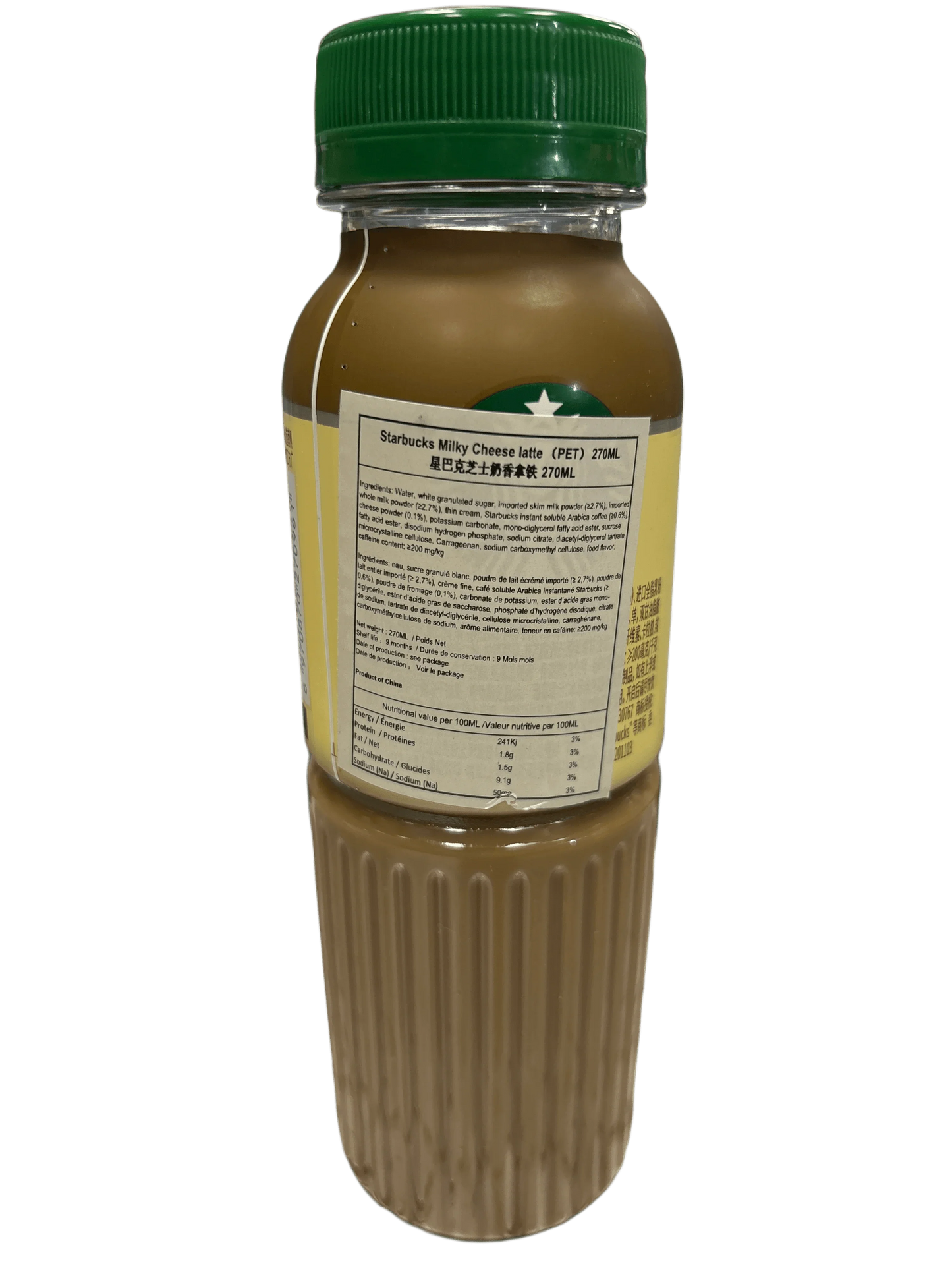Starbucks Milky Cheese Latte 270ml exotic bottled drink with green cap and product label