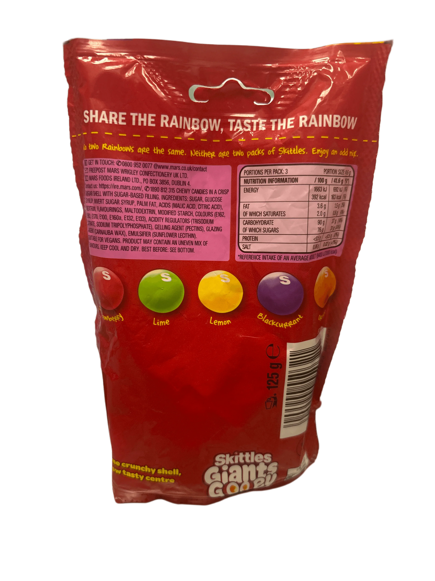 Skittles Fruits Giants Gooey Candy Bag 125G - U.K Edition