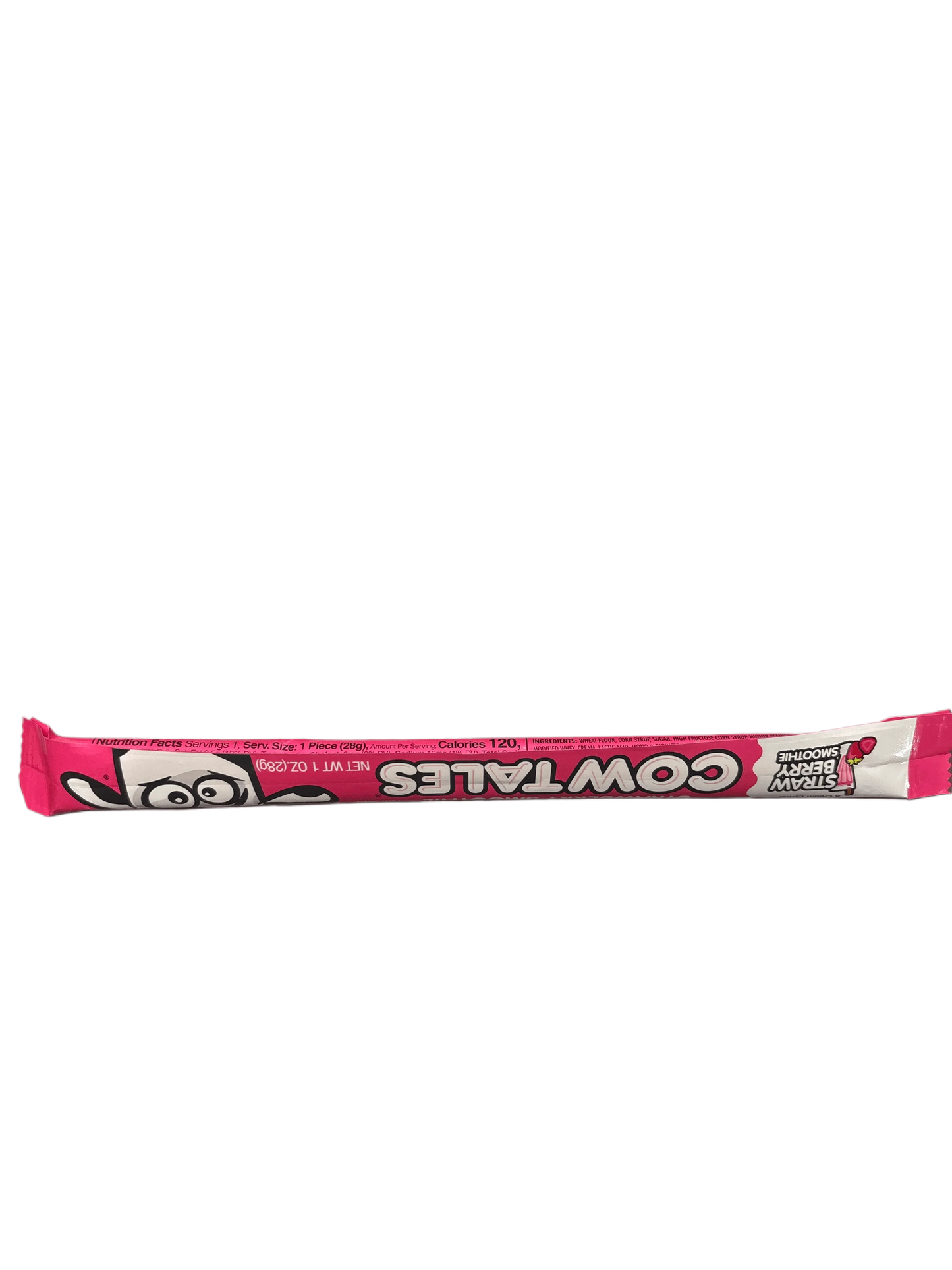 Cow Tales Strawberry Smoothie candy stick in pink packaging, exotic snack