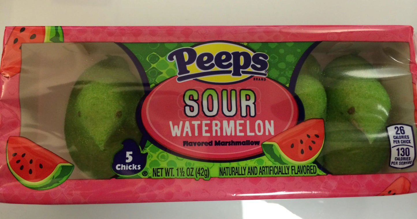 Peeps Marshmallow Sour Watermelon Chicks 5 PK - Extreme Snacks
