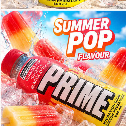 PRIME Summer Pop 500ML Summer Pop flavour promotional illustration