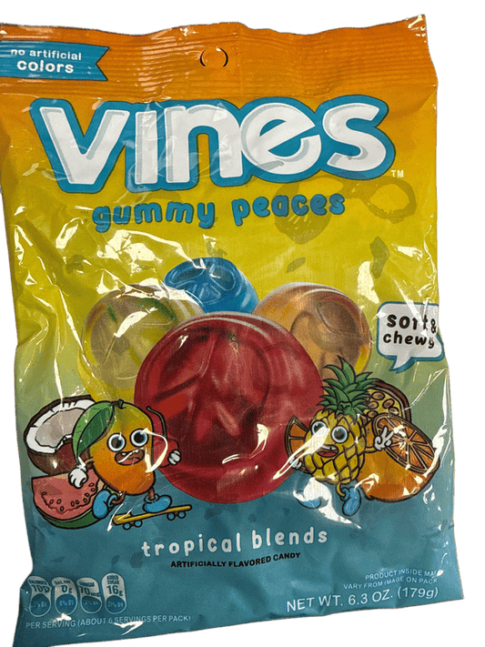 Vines Gummy Peaces Tropical Blend Candy Peg Bags