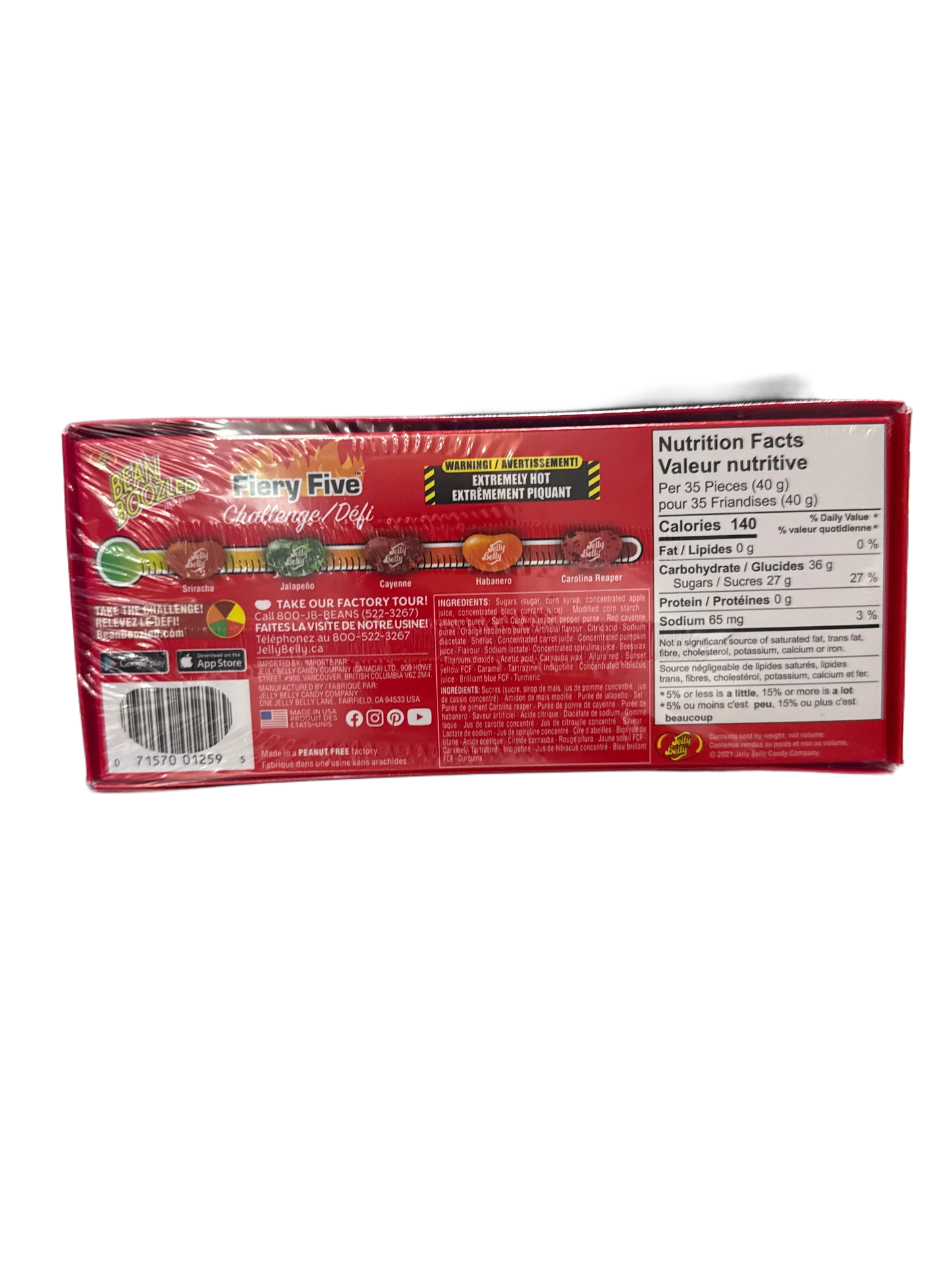 Jelly Belly Bean Boozled Fiery Five Challenge Jelly Bean Theatre Box Game 100G - U.S Edition