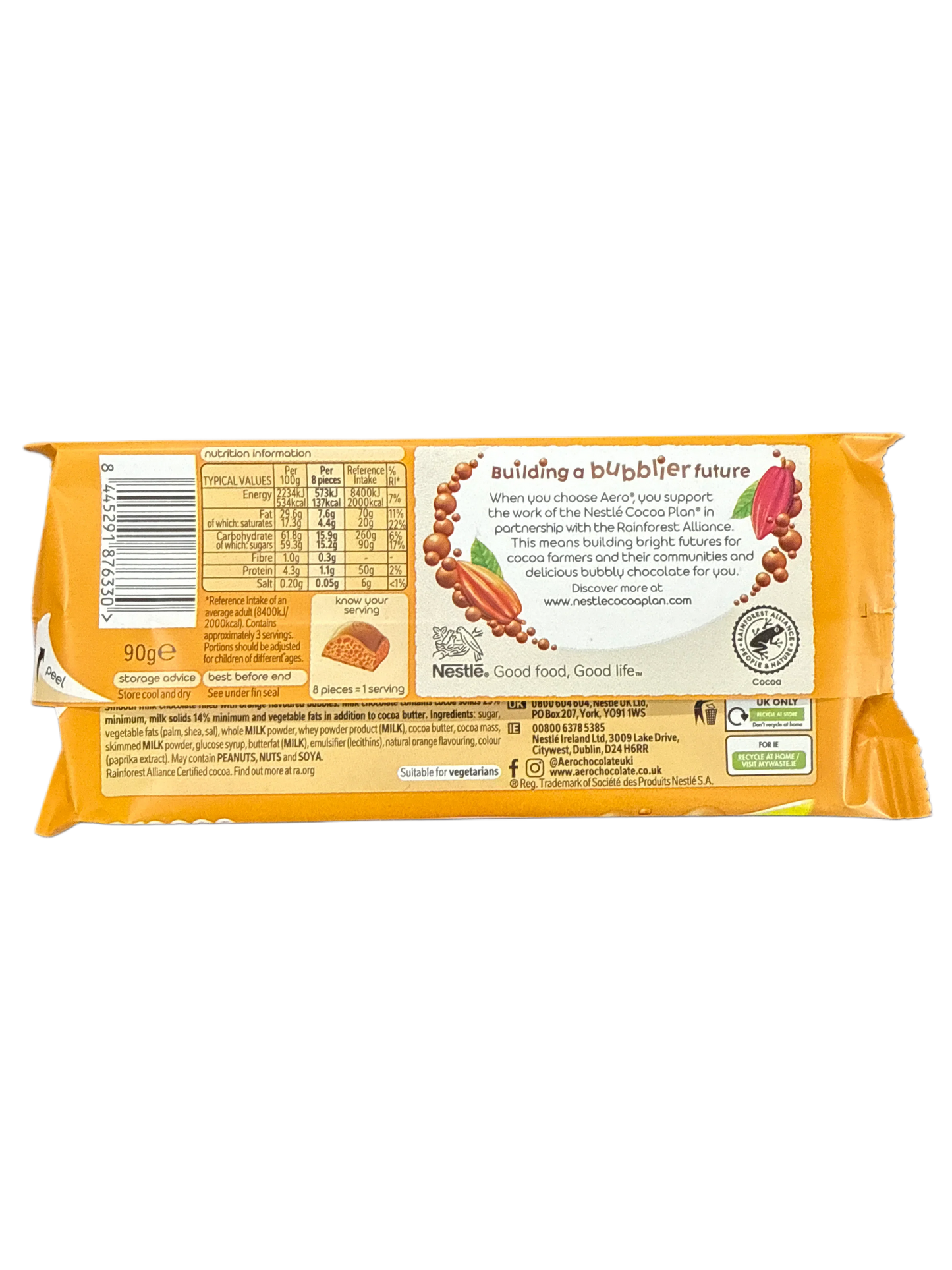 Aero Orange Flavoured Chocolate 90G - U.K Edition