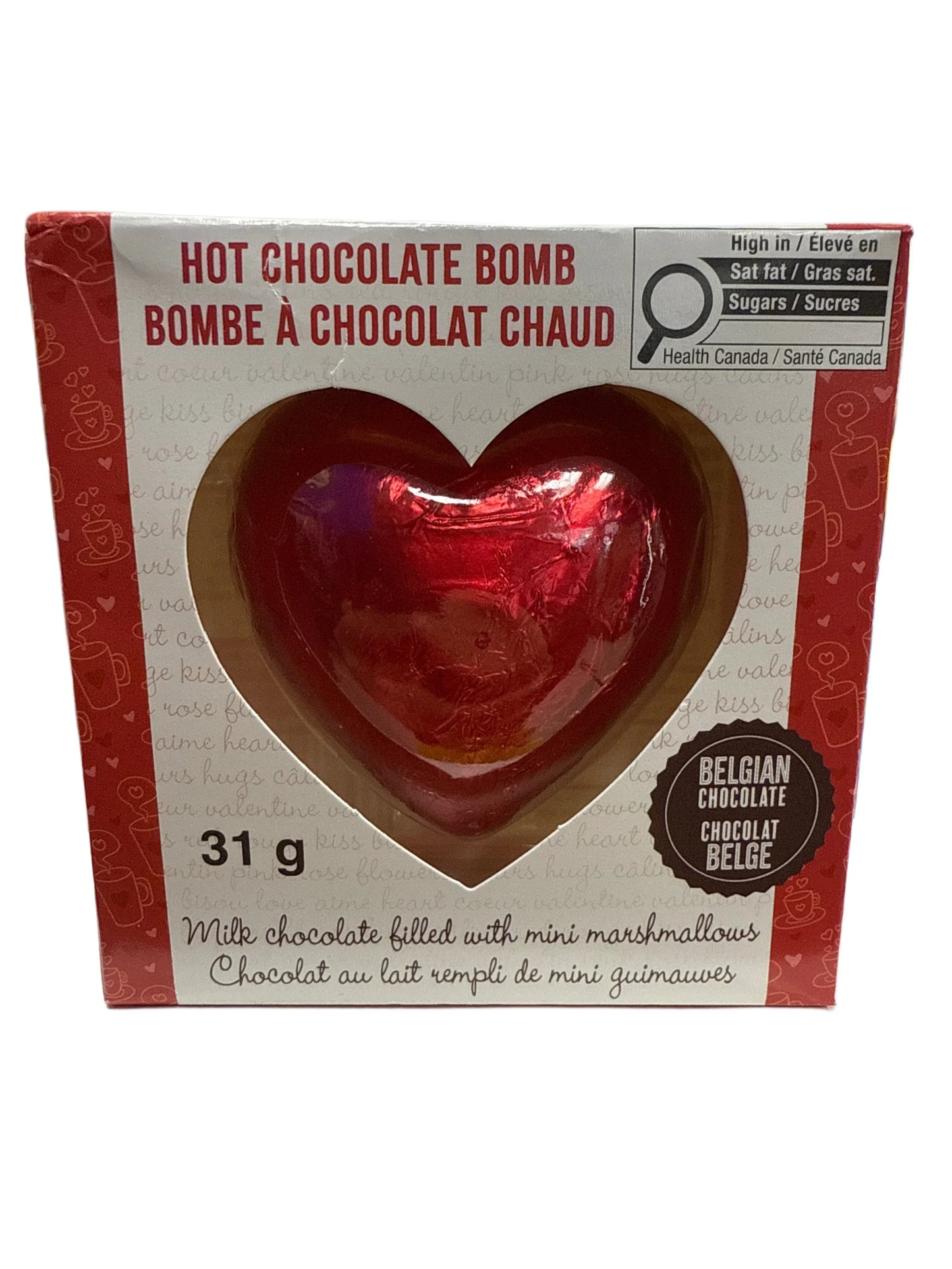 Valentines Day Hot Belgian Chocolate Bomb 31G - Canadian Edition