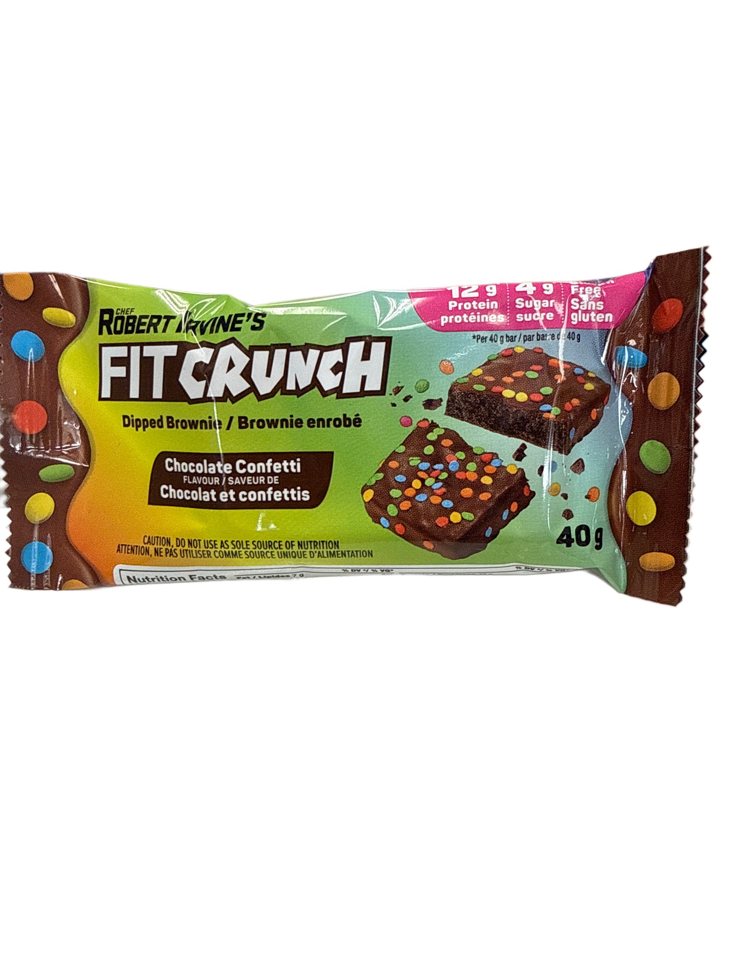 Robert Irvines Fit Crunch Protein 12G Chocolate Confetti Brownie 40G - U.S Edition