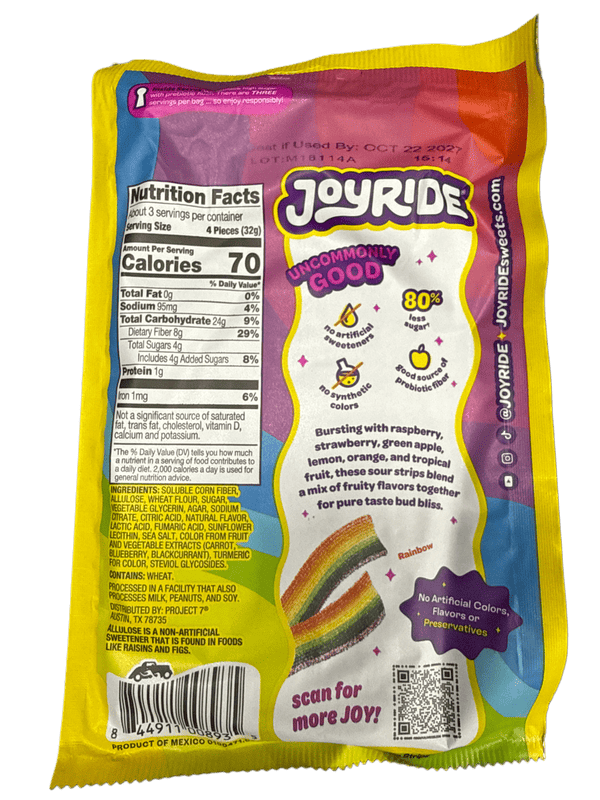 Joyride Sour Rainbow Strips Candy 99G - U.S Edition