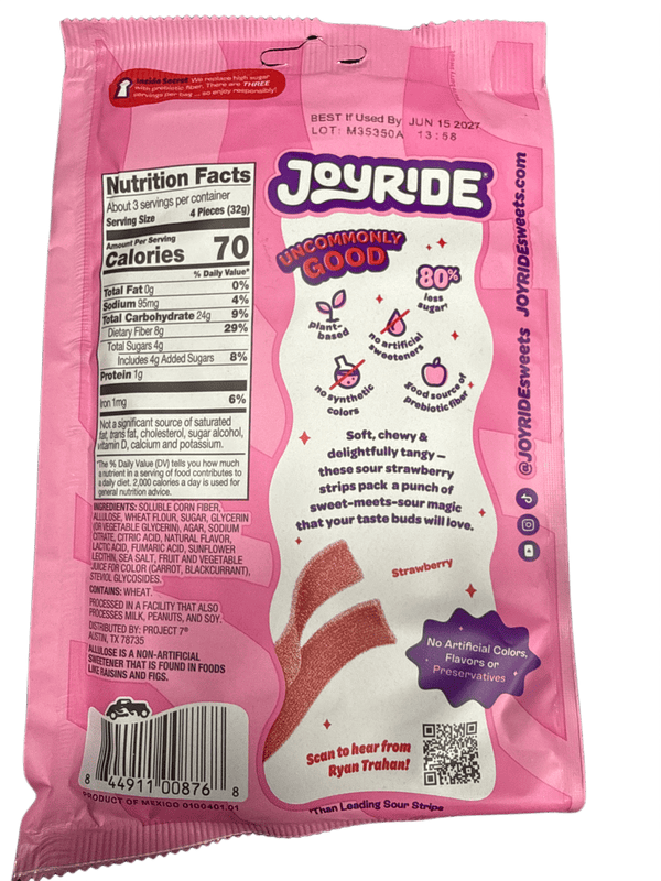 Joyride Sour Strawberry Strips 99G - U.S Edition