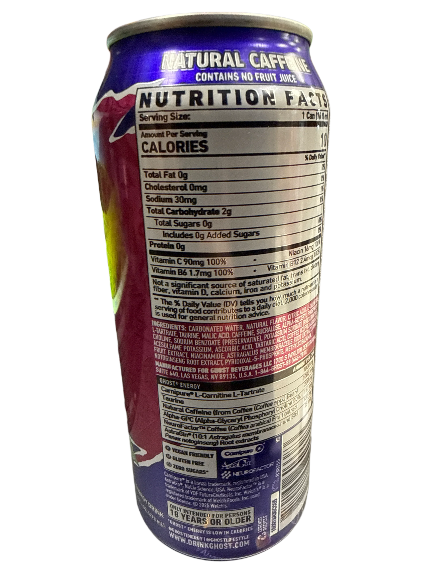 Ghost Zero Sugar Welch's Grape-Cran Energy Drink 473ML - International Edition