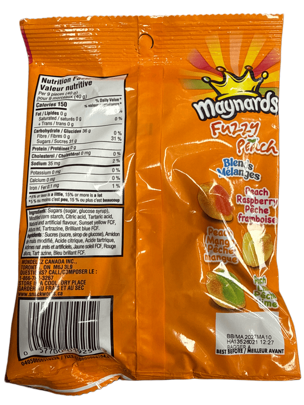 Maynards Fuzzy Peach Blends Gummy Candy 154G - Canadian Edition