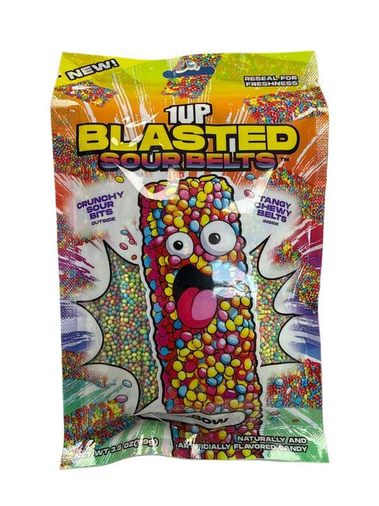 1UP Blasted Sour Belts Rainbow Flavor 99G - U.S Edition