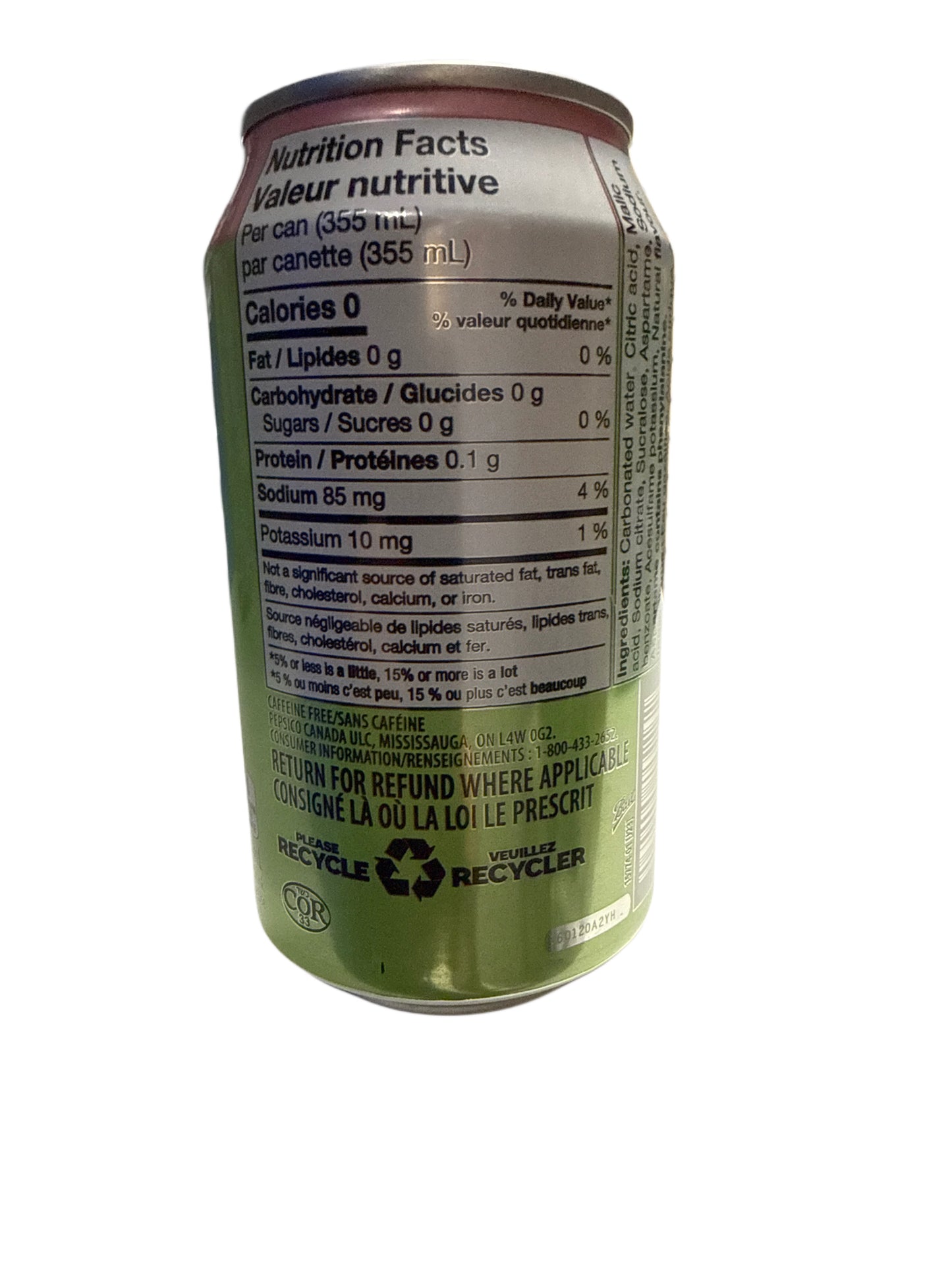 7UP Zero Sugar Grapefruit Soda 355ML - Canadian Edition