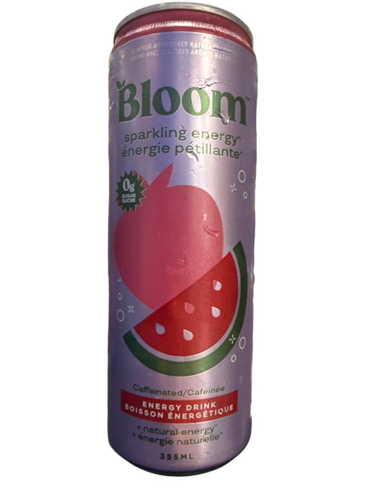 Bloom Zero Sugar Strawberry Watermelon Sparkling Energy Drink 355ML - Canadian Edition