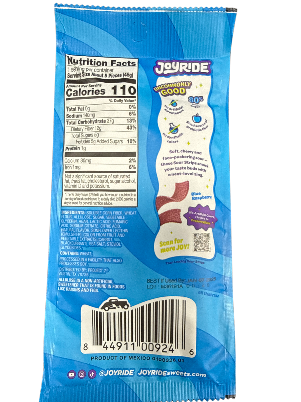 Joyride Sour Blue Raspberry Strips 48G - U.S Edition