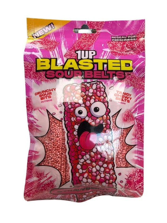 1UP Blasted Sour Belts Strawberry Flavor 99G - U.S Edition