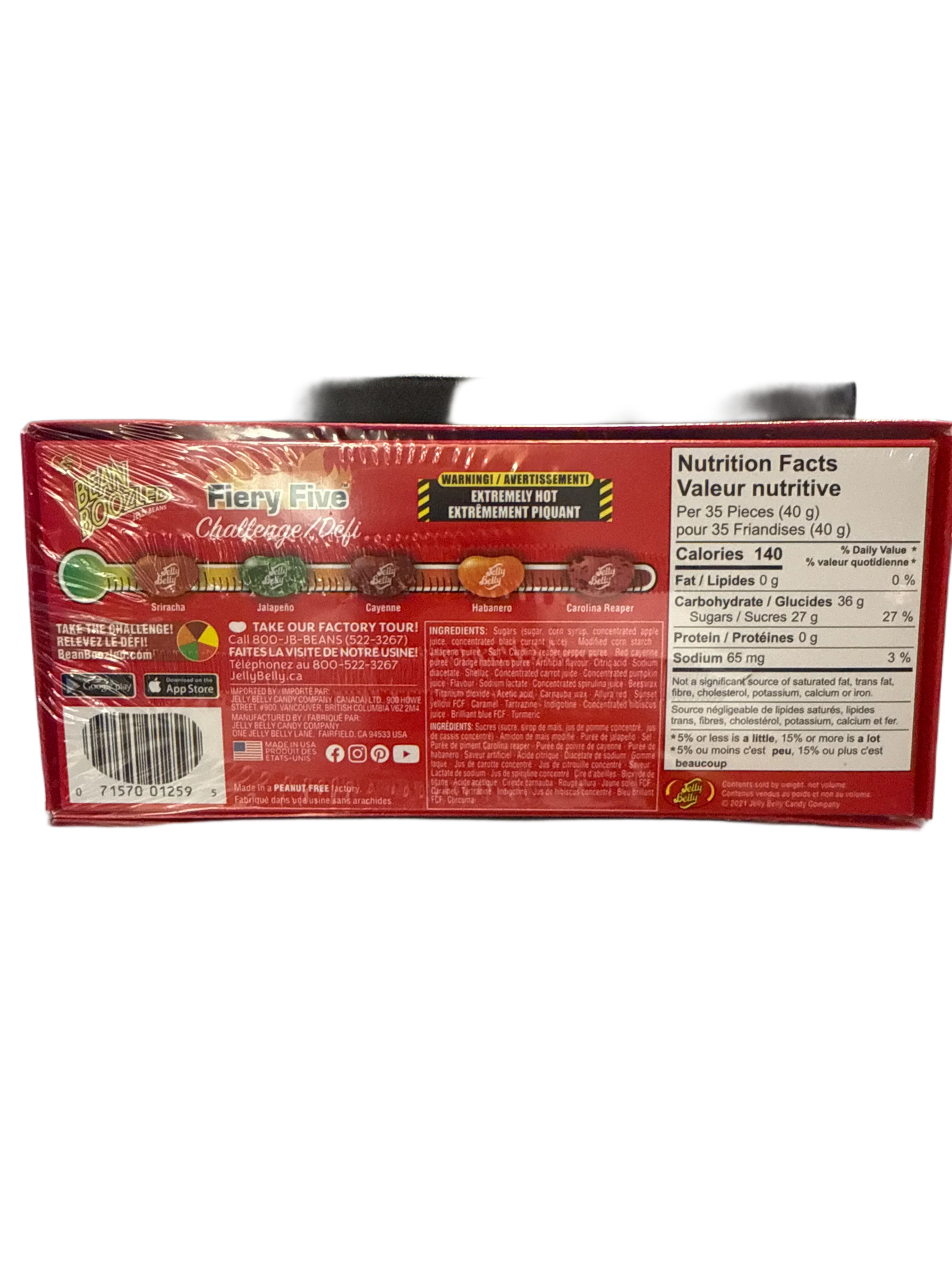 Jelly Belly Bean Boozled Fiery Five Challenge Jelly Bean Theatre Box Game 100G - U.S Edition