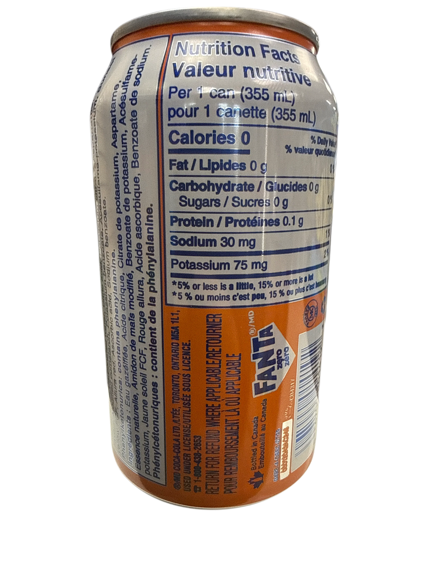 Fanta Zero Sugar Orange Flavored Can 355ML - Canadian Edition