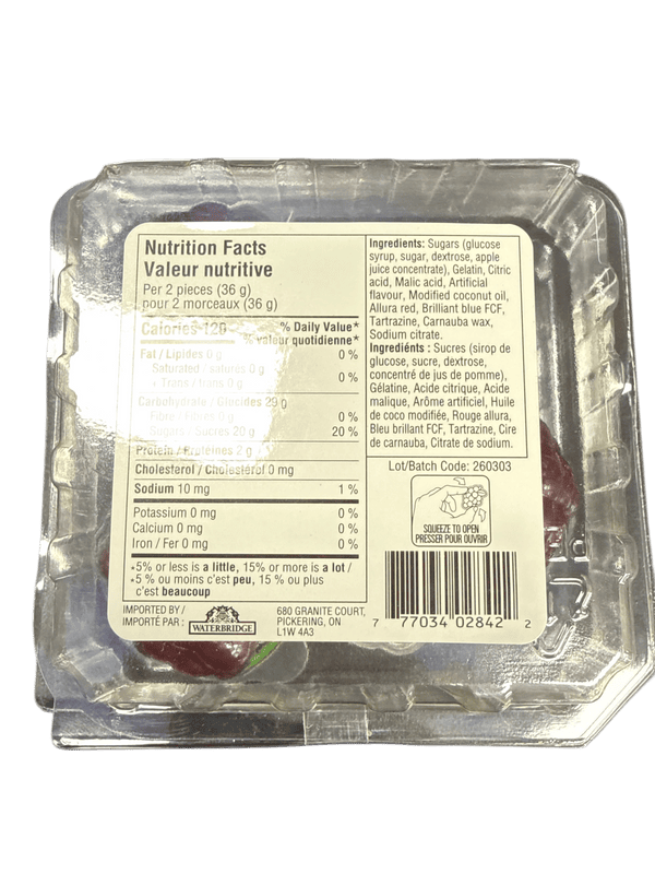 Waterbridge Orchard Fruit Jelly Filled Grape Gummies 108G - Canadian Edition