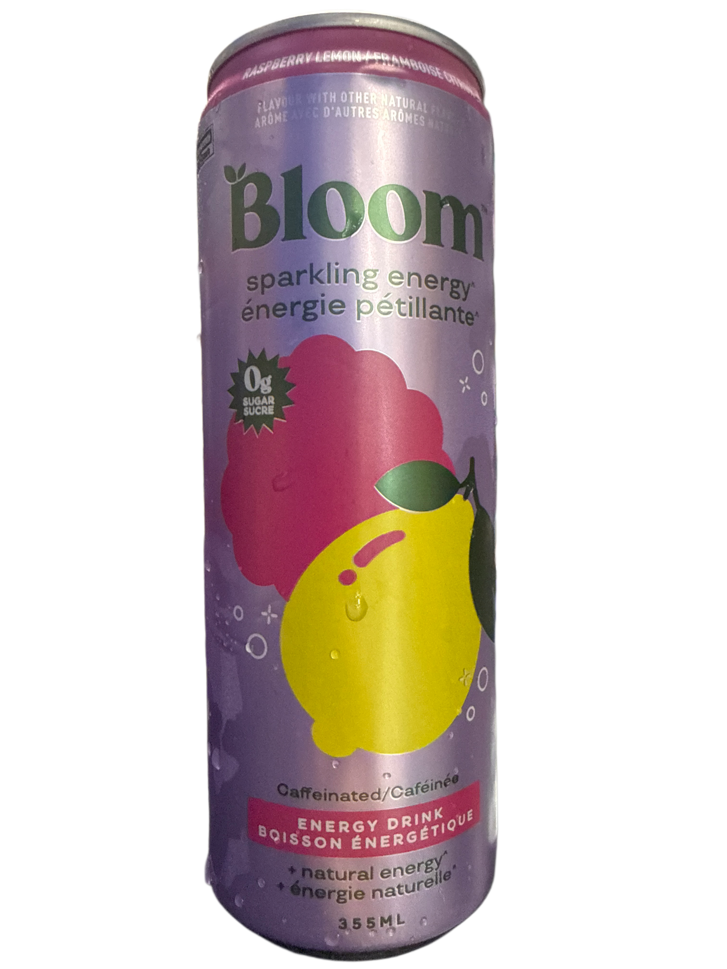 Bloom Zero Sugar Raspberry Lemon Sparkling Energy Drink 355ML - Canadian Edition