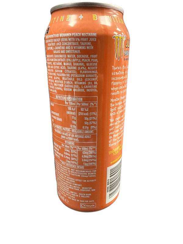 Monster Monarch Peach Nectarine Flavour 500ML - U.K Edition
