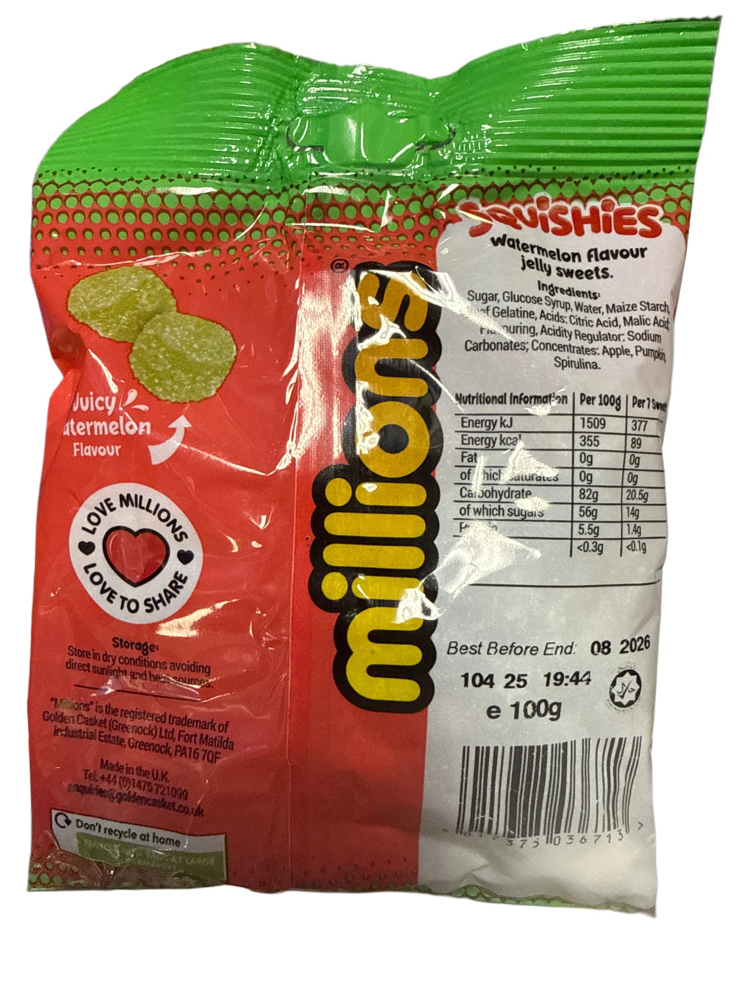 Millions Squishies Watermelon Flavor 100G - U.K Edition