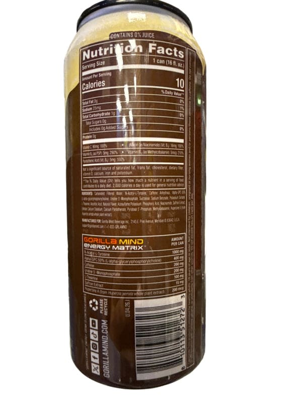 Gorilla Mind Zero Sugar Root Beer Energy Drink 473ML - International Edition