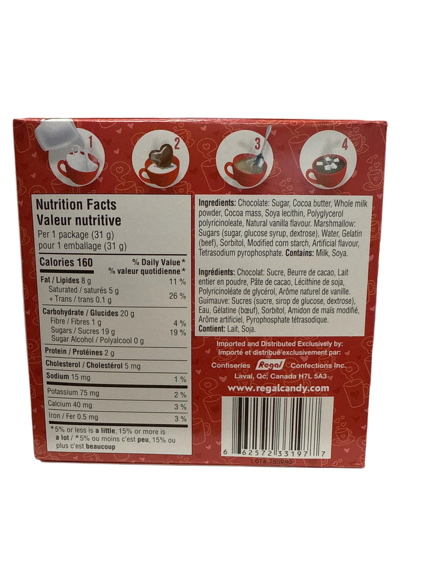 Valentines Day Hot Belgian Chocolate Bomb 31G - Canadian Edition