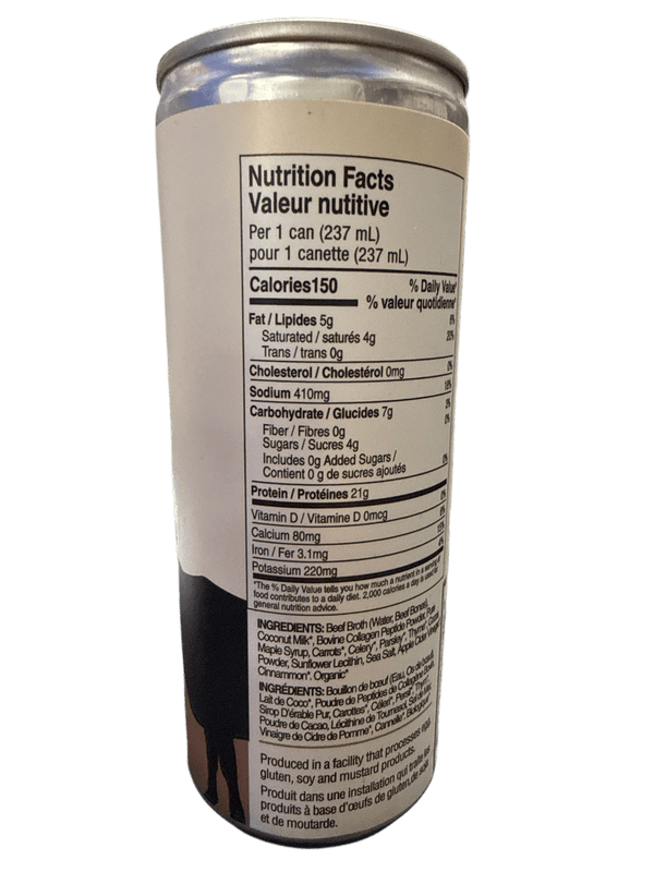 Broya 100% Grass Fed Chocolate Bone Broth Drink 237ML - Canadian Edition