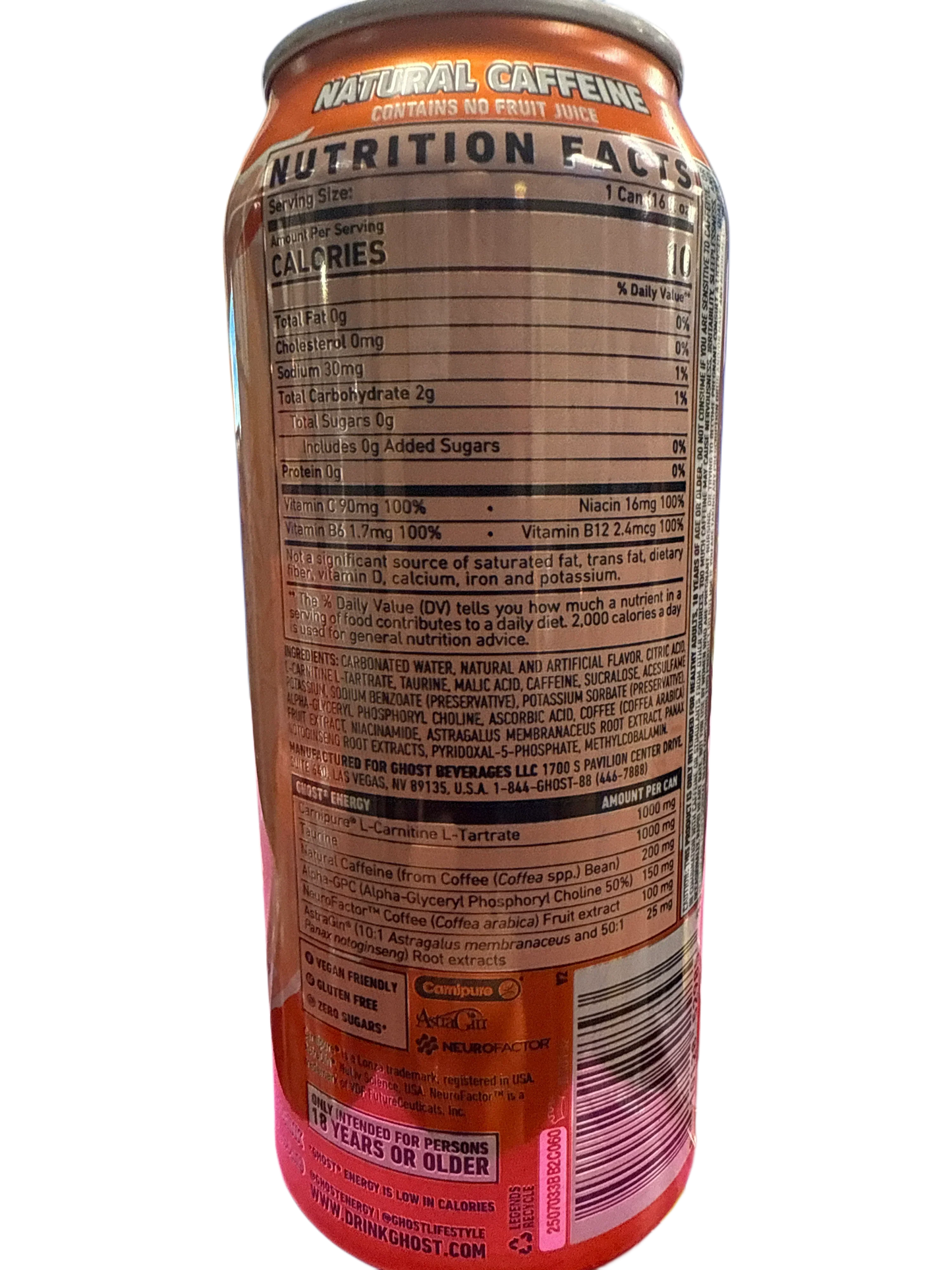 Ghost Zero Sugar Peaches Energy Drink 473ML - U.S Ediition