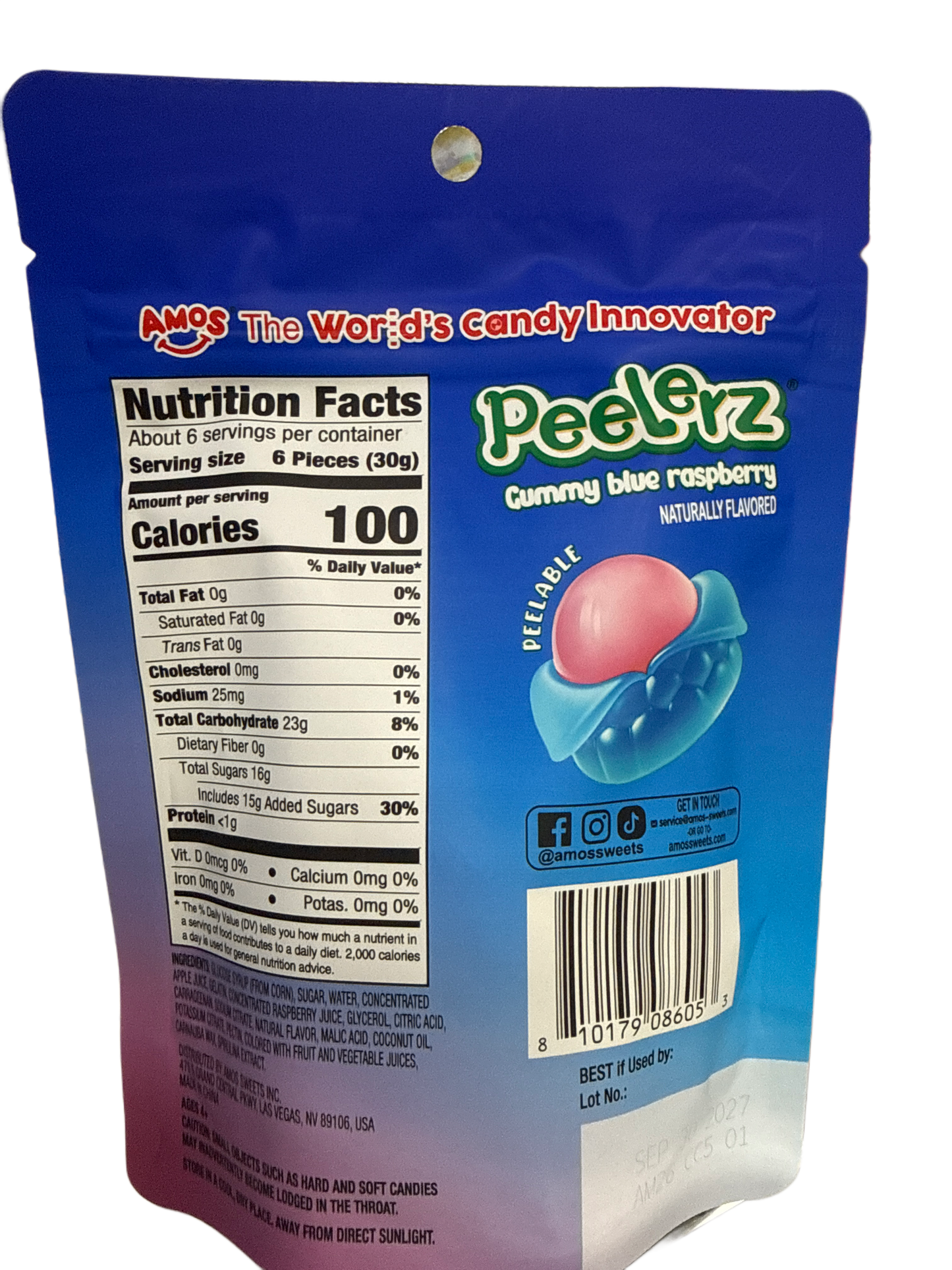 Peelerz Gummy Blue Raspberry Peelable Candy 120G - German Edition