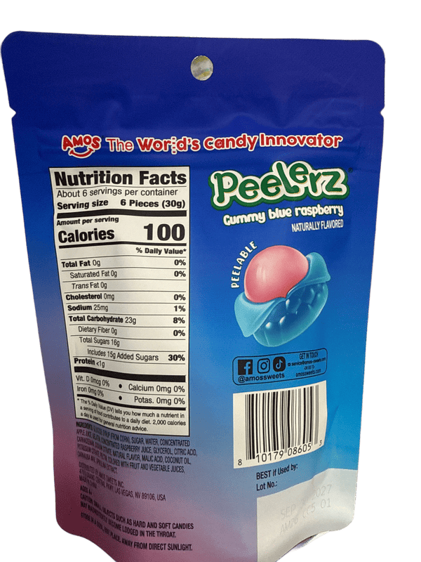 Peelerz Gummy Blue Raspberry Peelable Candy 120G - German Edition