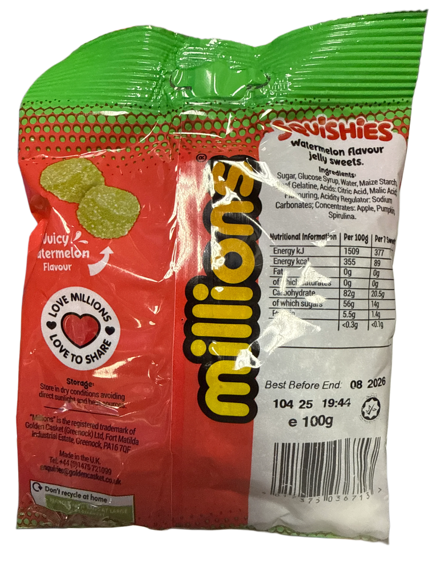 Millions Squishies Watermelon Flavor 100G - U.K Edition