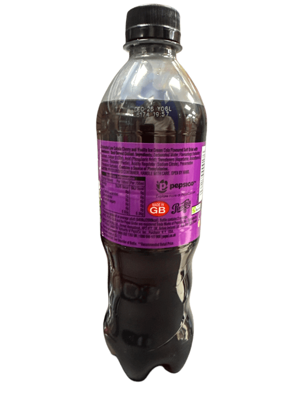 Pepsi Zero Sugar Cherry And Vanilla Bottle 500ML - U.K Edition